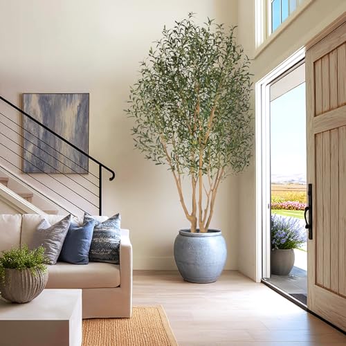 Nafresh Majestic Faux Olive Tree 9ft – Artificial Olive Tree Indoor & Outdoor with Lifelike Leaves & Textured Branches for Living Room, Office, Entryway,Patio - size: 9ft