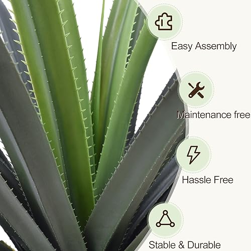 4ft Artificial Spiked Agave Plant, 48inch Faux Agave Plants Indoor Realistic Floor Plant Perfect for Front Porch, Patio, Indoor Outdoor Home, Office Decor (Set of 2) - size: 4ft