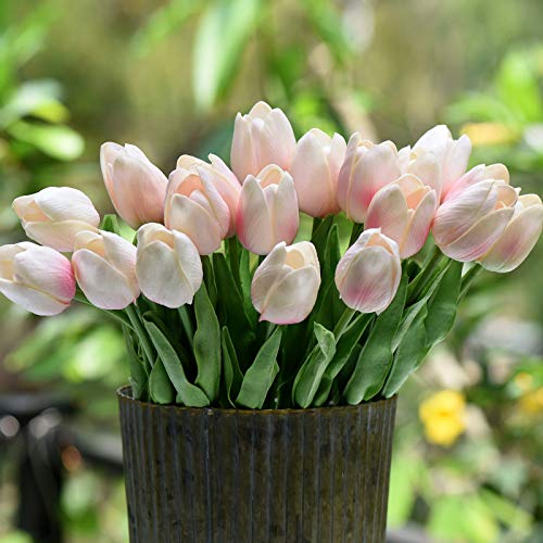 FiveSeasonStuff Real Touch Tulips Artificial Flowers – 15 Stems Faux Tulip Bouquet in Gift Box for Wedding, Home Decor, Party, Floral Arrangements (Lovable Pink) - color: #2 Lovable Pink