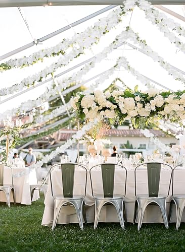 IPOPU White Wisteria Hanging Flowers Garland 6.4FT Wisteria Garland Hanging Flowers for Decoration for Wedding Arch, Backdrop, Garden Party Decor, 3 PCS (White) - color: White