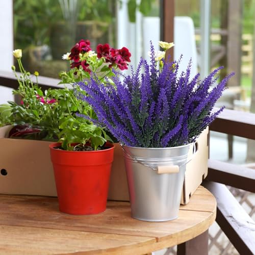 Lavender Flowers Artificial 6 pcs Faux Fake Plants Artificial Lavender Stems Bouquet Plastic Plant Decor for Indoor Outdoor Home Table Wedding Party (Purple) - color: 6bundles--lavender Purple