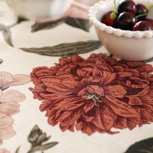 bilin gaier Linen Floral Table Runner 63 Inches Long,Vintage Rustic Farmhouse Blue and Red Flower Table Runners,Table Decoration for Coffee & Dining Table Home Party Kitchen.12 x63-Burgundyred - color: Burgundyred, size: 12"*63"