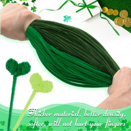 Peryiter 371 Pcs Pipe Cleaners Flowers Kit, Pipe Cleaners Chenille Stems Bulk with Floral Wire Gardening Tape Stamen, Fluffy Limpiapipas para Flores for DIY Mother's Day Decor(Green) - color: Green