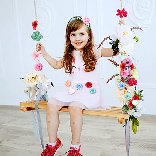 Hoteam 100 Pcs Assorted Flower Heads Decorative Artificial Fake Heads Small Faux Floral Crafts DIY Mini Daisy Rose Plum for Wedding Cake Mother's Day Party Wreath Home Spring (Bright) - color: Bright
