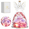 Mothers Day Mom Gifts for Women Preserved Flowers in Glass Angel Forever Flowers Gifts Eternal Roses Gifts for Grandma, PinkpurplePink - color: Pinkpurplepink