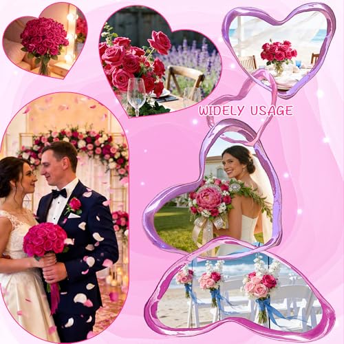 36 Pcs Hot Pink Rose Artificial Flowers Velvet Bouquet with Long Stem Real Touch Fake Roses Florals for Bridal Wedding Bouquet Party Arrangement Centerpiece Decorations - color: Hot Pink