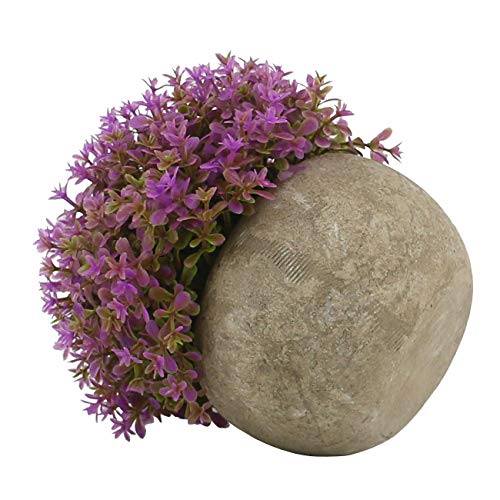 Ogrmar Mini Plastic Artificial Plants Grass in Pot/Small Artificial Faux Greenery/Mini Plants Topiary Shrubs for Bathroom, House Decorations (Purple) - color: Purple