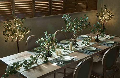 Hairui Lighted Eucalyptus Tree Plug in 4FT 160 Warm White LED Artificial Greenery Tree with Lights for Wedding Halloween Christmas Holiday Home Party Decoration - style: 4FT-Eucalyptus Tree