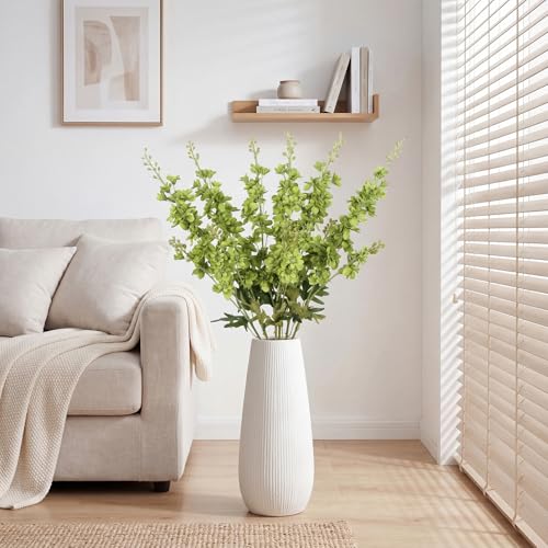 6PCS Green Flowers Artificial Delphinium, 34.25" Tall Green Stem Floral Faux Delphinium Silk Flowers for Tall Vase for Wedding Centerpieces Home Decor Indoor Outdoors - color: Green