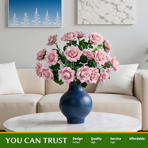 Artificial Flowers Artificial Roses Fake Roses 23.2In 20PCS Long Stem Artificial Flowers for Tall Vase Silk Rose Suitable for Indoor Wedding Party Decor Valentine's Day DIY Bouquet Spring,Pink - color: Pink