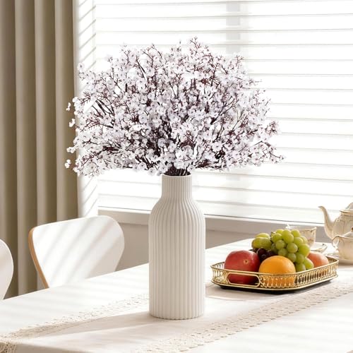 Lifewit Baby’s Breath Artificial Flowers, Silk Gypsophila Faux Floral Stems for Wedding Bouquets, Home Decor, Centerpieces, DIY Arrangements, Farmhouse & Party Decorations (White, 10 Bundles) - color: White