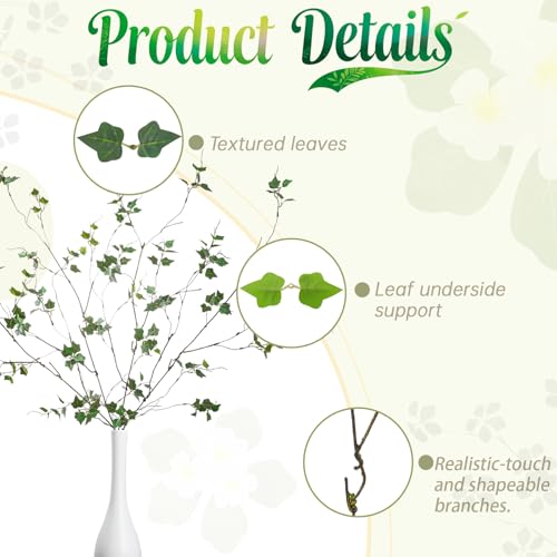 4 Pcs 38.5" Tall All-Green Artificial Branches with Leaves, Realistic Faux Ficus Greenery Stems, Bendable Fake Plant Twigs for Tall Floor Vases, Home Centerpiece, Office & Spring Decor(FS Green) - color: Fs Green