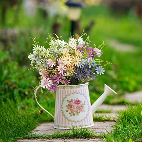 Silk Artificial Daisy Flowers Fake Floral Bulk UV Resistant Wildflowers Bouquet Arrangement for Outdoor Home Indoor Table Office Garden Wedding Decoration (Mix Color), 6 Pcs - color: Mix Colorxin