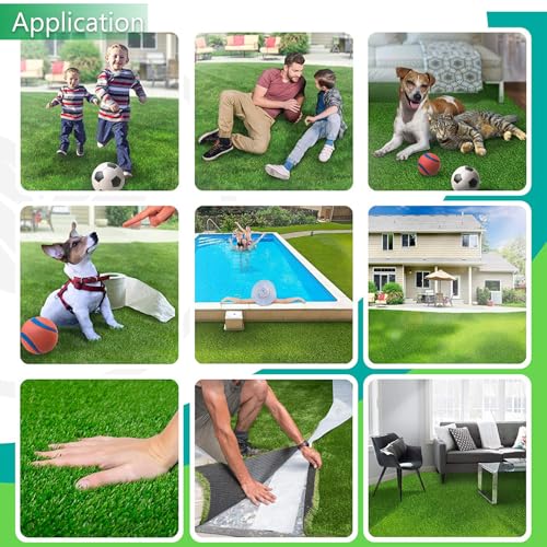 Petgrow Realistic Synthetic Artificial Grass Turf 0.8inch,Thick Faux Fake Grass Indoor Outdoor Landscape Lawn Pet Dog Turf Carpet for Garden Backyard Balcony - size: 7FTX10FT
