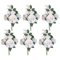 White and Sage Wedding Centerpieces Flowers Set of 6 Mini Bridesmaid Bouquets Posy Bouquet Pre-Made Wedding Flowers Centerpieces for Tables Artificial Flowers - color: White