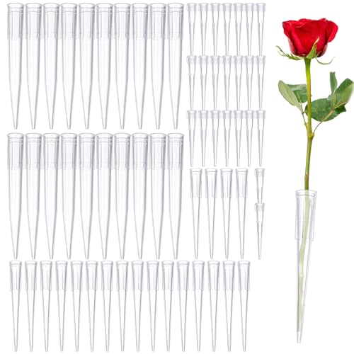 LXUEJIE 60Pcs Flower Stems Holder, Floral Water Tubes, Flower Picks Flowers Arrangements Sleeves Flowers Bouquet Accessories for Plant, Bouquet Accessories, Florist Supplies（A Hole in the Bottom）