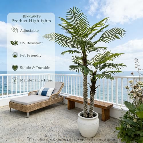 7FT Fake Palm Tree Artificial for Outdoor Indoor,UV Resistant Faux Silk Plants Perfect for Outside Patio Poolside Yard Home Office Living Room Decor - color: 7ft-2pole