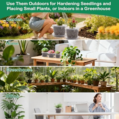 30Pcs Clear Plastic Nursery Pots with Drainage Holes and Saucers, 2.8/3.1/3.5/3.9/5.1/5.9/7.1Inch Seedling Starter Pots with Tool for Indoor Outdoor Gardening Flower, Herb, Succulent Transplanting - size: 2.8/3.1/3.5/3.9/5.1/5.9/7.1 Inch