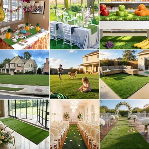 Artificial Grass Table Runner Rug 1 ft x 7 ft, Synthetic Fake Grass Turf Mat for Party Wedding Garden Home Decor, 0.8" Pile Height - size: 1 ft x 7 ft