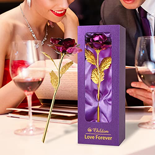 Childom Mothers Day Rose Gifts for Mom,Birthday Gifts for Women,Mothers Day Flowers Gifts for Mom from Daughter Son,Purple Artificial Flowers Gift for Her,Wife,Grandma,Christmas,Valentines,Anniversary - color: Purple