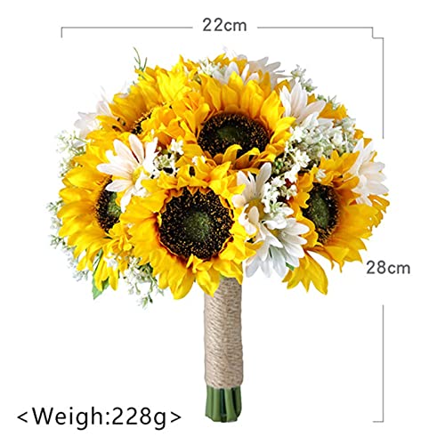 TOOYFUL Wedding Bride Bouquet Sunflowers Bridesmaid Holding Flower Artificial Flowers for Festival Wedding Ceremony Decor Centerpiece