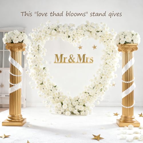 Heart-Shaped Rose Flower Arrangement - Floral Decor for Wedding Arch, Proposal, Party & Event Backdrops, Indoor Outdoor Use（White - color: White