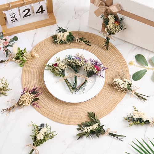 12/24 PCS Charming Dried Flowers Bouquet for Vase Various Dried Wildflowers with Stems Mini Handmade Wildflowers Natural Real Flowers Bulk Flowers Craft (White Series, 12 PCS) - color: White Series