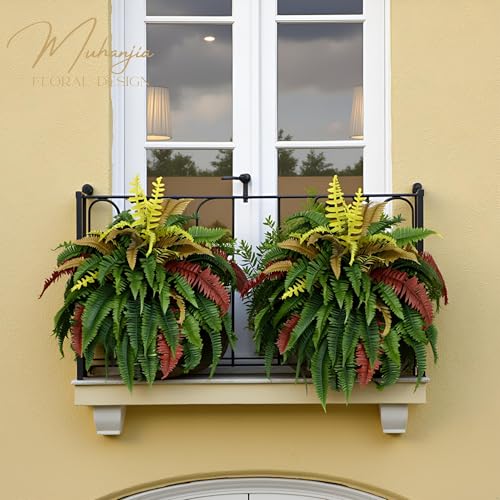 Muhanjia 50” Silky Artificial Boston Fern, 128 Fronds Large Hanging Plants for Outside Planter,Bush Floor Plants Large for Home Decor Porch Patio Garden Indoor Outdoor (128Fronds1Pcs) - color: 128fronds1pcs