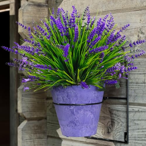 Bassion Artificial Flowers for Outdoors, 12 Bundles Fake Lavender Flowers UV Resistant Plastic Plants Faux Purple Monkey Grass for Home Porch Garden Window Box Indoor Outdoor Decorations - color: Purple, size: 12 Bundles