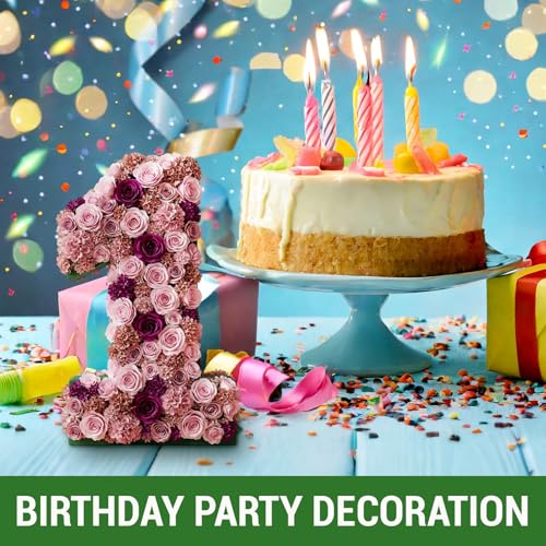 Leinuosen 12inch Dry and Wet Floral Foam Numbers Blocks Green Foam Blocks for Fresh and Artificial Flowers for Weddings Birthday Flower Arrangement Craft Project Garden Decoration(Number 1) - style: Number 1