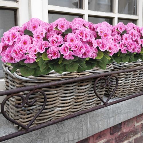 CITYES 8 Pcs Artificial Geraniums Flowers Silk for Outdoors UV Resistant Artificial Geranium Bush Purple Pink Faux Flowers Plant Geraniums for Garden Home Decor Patio Vase Table Centerpiece - color: Purple Pink