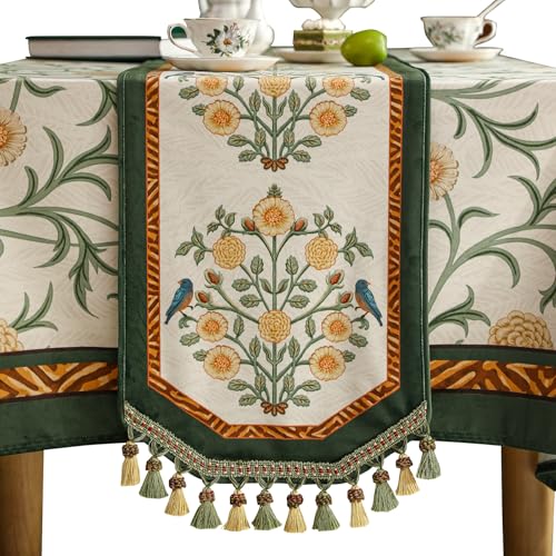 patdrea Velvet French Table Runner Farmhouse for Home Kitchen Dining Decor Parties Family Dinners Wedding 12"*102" - color: Botticelli Velvet, size: 12"*102"