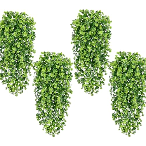 Waipfaru 4Pcs Fake Hanging Plants 3ft Fake Plants UV Resistant Fake Vines Artificial Decor for Indoor Outdoor Party Wall Porch Wedding Decoration,Light Green - color: Light Green Ivy Vines-thickened, size: 4Pcs Plants
