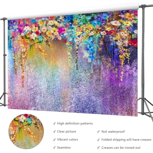 10x6ft Purple Abstract Flower Backdrop Watercolor Painting Photography Background for Wedding Bridal Shower Birthday Party Portrait Shooting Video Studio Props - color: Purple, size: 10x6ft
