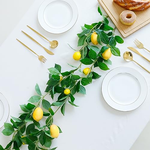 Dallisten 3 Strands Lemon Artificial Vines, 71" Lemon Silk Vine Garland with Green Leaves, Fake Hanging Plants Greenery Decor for Home, Bedroom, Wall, Party, Wedding Decoration - color: Lemon Vine