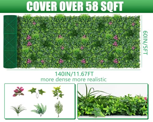Grooy Boxwood Roll Panels, Grass Wall 60"x140"(58 SQFT), Grass Backdrop, Privacy Screen, Sun Protected Green Wall Decor for Outdoor, Indoor, Garden, Backyard and Décor - color: Mint, size: 60''x140''