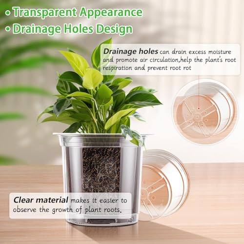 SupKing Clear Nursery Pots 6/5/4 Inch Plastic Seed Starter,12 Pack Plastic Pots for Plants with Drainage Holes for Transplanting Succulents Cuttings Come with 15 Seedlings Labels - size: 4/5/6 Inch
