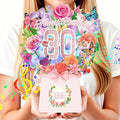 30th Birthday Cards, Light and Music 30 Years Old Happy Birthday Card, Rose Lily Orchid and Butterflies, 10 Inch Forever Flower Bouquet 3D Pop Up 1996 Birthday Gift Card for Women Wife Mom Daughter Sister - size: 1996-30th