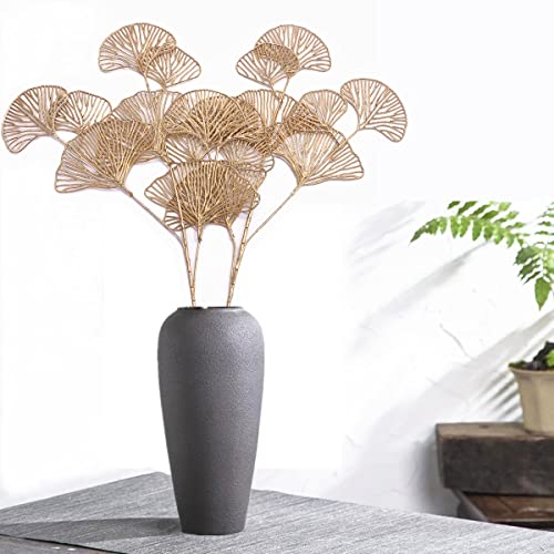 Christmas Artificial Plants Decoration 26" Tall, CATTREE Fake Plastic Golden Apricot Leaves Simulation Ginkgo Leaf Grass for Wedding Party Indoor DIY Home Office Table Centerpieces Decor Gold - 2 Pack - color: (Tall) Golden Apricot Leaves - 2 Pcs