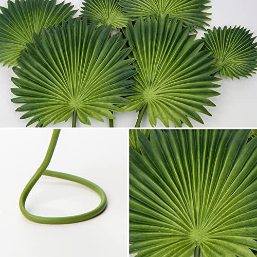 6 Pcs Pu Foam Artificial Palm Leaves Faux Palm Tropical Leaves Fake Palm Fronds for DIY Wedding Bouquets Fake Leaves for Centerpieces Arrangements Bridal Shower Palm Leaf for Party Home Decorations - color: Palm #01
