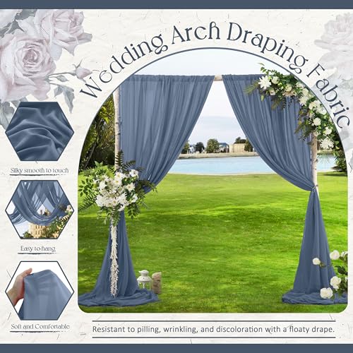 VACVELT Wedding Arch Draping Fabric Dusty Blue Chiffon, 1 Panel Sheer Drapes 30 Inch x 20ft Chiffon Backdrop Curtain Decor, Outdoor Sheer Drapery for Ceremony Party Ceiling - color: Dusty Blue, size: 1 Panel