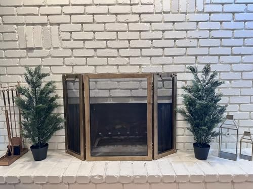 Set of 2 UV-Resistant Artificial Cedar Trees - Pre-Potted Faux Plants for Indoor and Outdoor Decor (3ft)