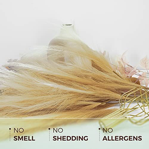 U-LIAN 12PCS Faux Pampas Grass 24 Inch, Small Artificial Pampas Grass Decor for Vase, Fake Fluffy Floral, Artificial Dried Flowers, Dry Plant Home Wedding Boho Decor(Beige&Brown Gradient) - color: Beige&brown Gradient, size: 24"-12 PCS