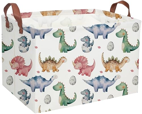Rectangular Dinosaur Basket,Kids Baskets.Dinosaur Bins for Boys, Cute Bins with Handles.Space Bin,Toys Box,Books Baskets,Gifts Bin. (Dinosaur basket) - color: Dinosaur basket