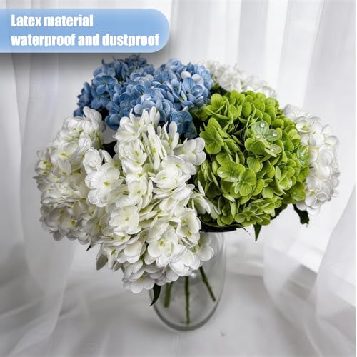 3Pcs 21in Hydrangea Artificial Flowers, Latex Real Touch Hydrangeas Bouquets, Lifelike Large Fake Artificial Flowers for Home Office Wedding Party Arrangements Decor (White) - color: White