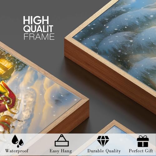 BINCUE Christmas Wall Art Framed Santa Claus Wall Art Decor Santa Winter Wall Painting for Living Room Bedroom Dining Room 16x24 Inches Set of 3 - color: Santa Claus, size: 24"L x 16"W