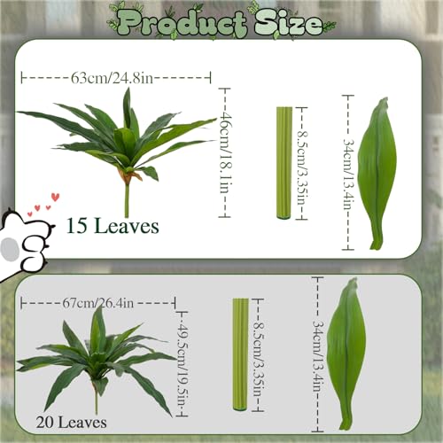 ucky 18.1" Artificial Dracaena Greenery Stems (15 Leaves, Dark Green), Lifelike Faux Tropical Bush for Table Centered Vase, Indoor Office Decor - color: 2pcs Dark Green, size: 15 Leaves