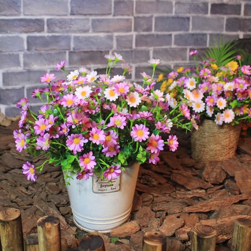 alyptus Enhance Your Outdoor Space Artificial Flowers & Plants 20 Bundles Anti-UV Simulated Flowers Lifelike Fake Silk Colorful Daisy Bulk for Christmas Thanksgiving Decoration (20 Bundles 1#) - color: Colorful