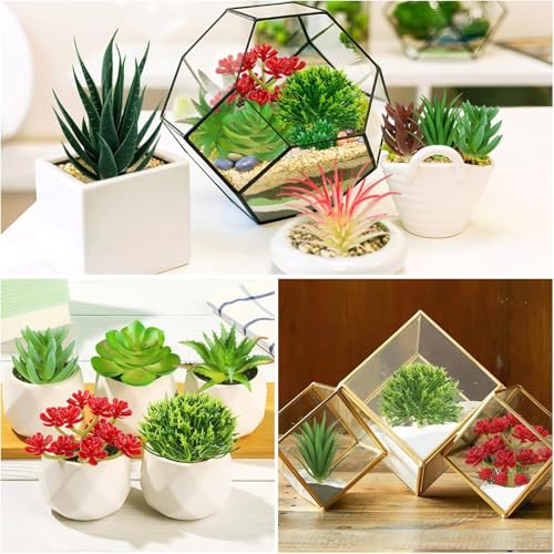 Artificial Succulent Plants with No Pot, 13 Pc Small Fake Plants Faux Succulents Unpotted for Lotus Landscape Decorative Garden Arrangement Decor DIY,Green Yellow Purple - color: 13pc