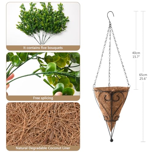 ZFProcess Artificial Faux Hanging Plants Basket for Spring Summer Outdoor Decoration, Fake Eucalyptus Plant UV Resistant Look Real for Outside Porch Home Patio Balcony Yard(Eucalyptus) - color: A Green
